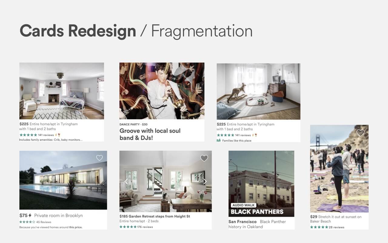 Airbnb cards fragmentation