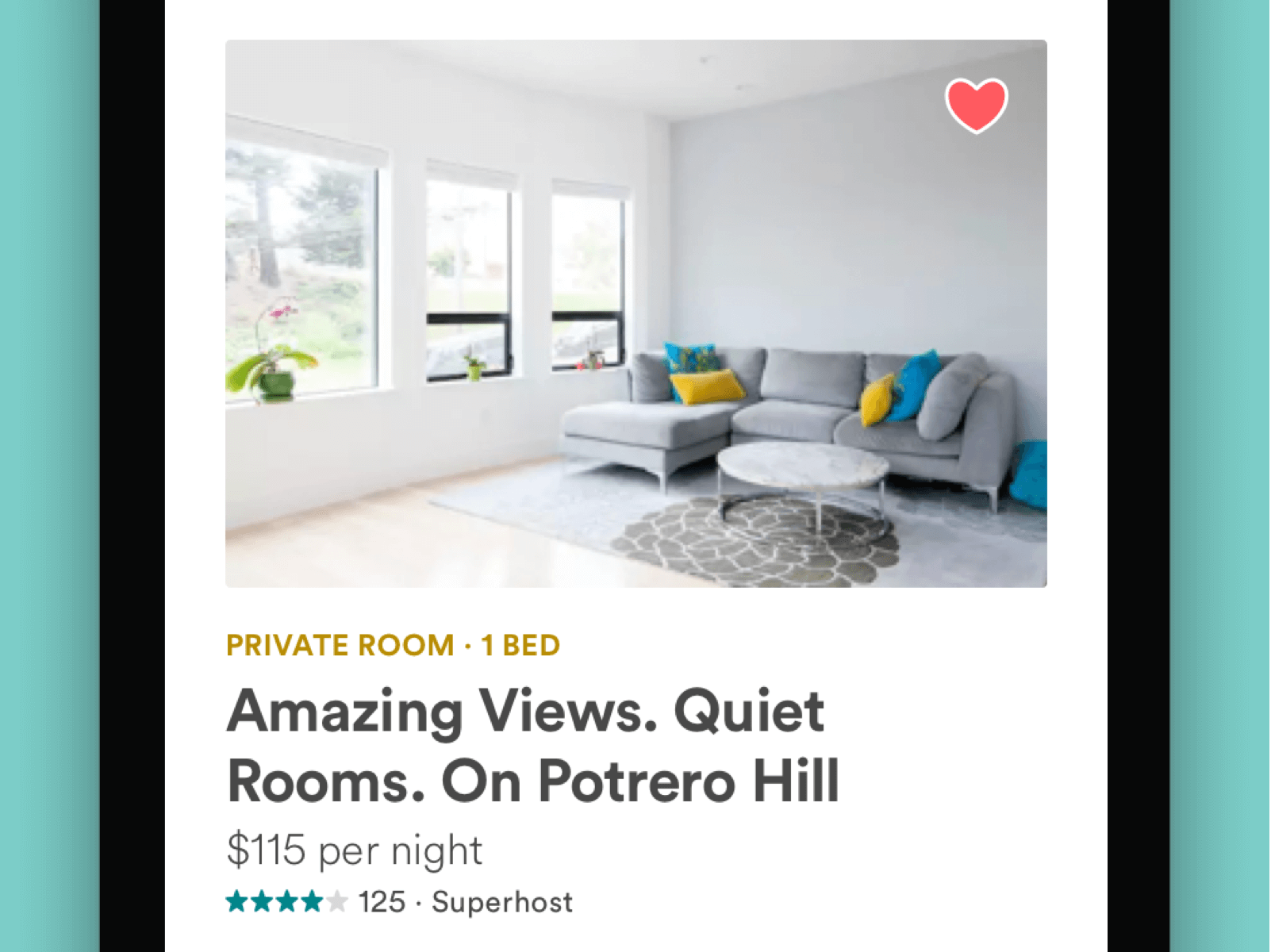 Airbnb listing card